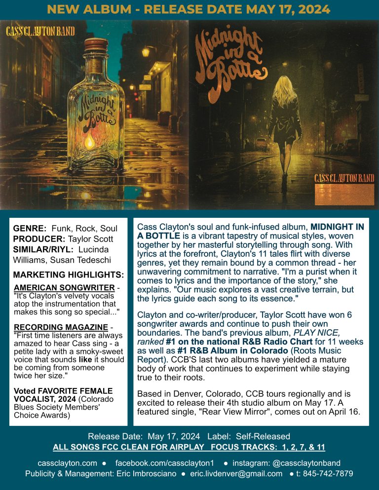 Cass Clayton Band, Midnight In A Bottle ALBUM ONE-SHEET